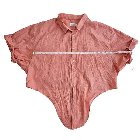 Women's Crop Top- Front tie- Button Up-Collared-Light Coral Color - Picture 13 of 16